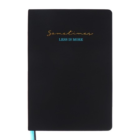 The diary is low, A5, 136 sheets, leatherette, Devente. ULTRA, hard cover, foil embossing, perforation, lies, block 70%, black/blue