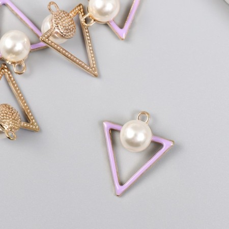 Decor for creativity metal, plastic, enamel "Triangle with a bead" 2.4x2.8 cm