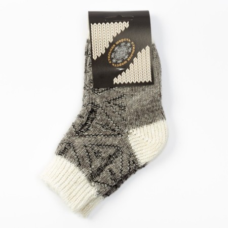 Socks children's woolen textured knitting color white, size 16-2