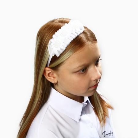 Hair cap "Flowers", white, 10 cm, princesses-3