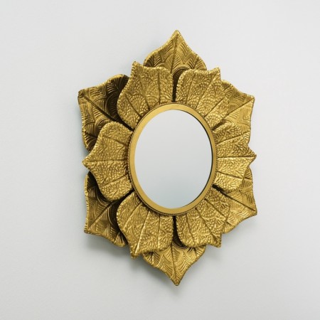 Mirror Metal "Flower with embossing" gold 69x79x7 cm-1