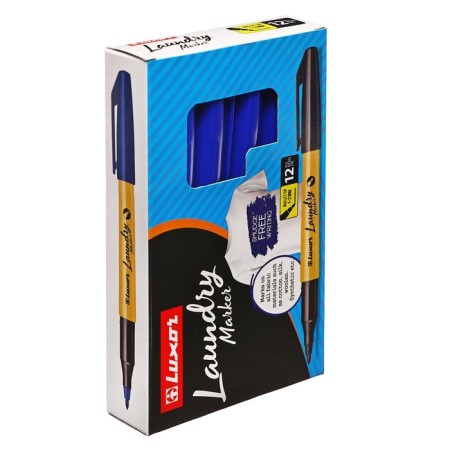 Permanent marker for fabric, laundry 1-2 mm Luxor "Laundry", bullet, blue-3