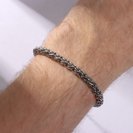Bracelet "Gladiator" narrow links, color silver, 18 cm-2