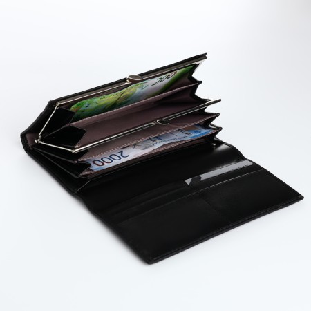 Women's wallet on magnets, black color-3