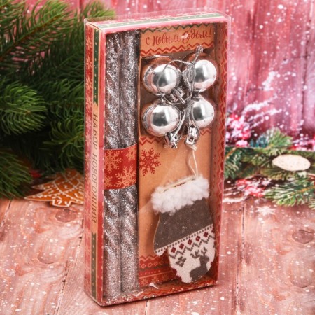 New Year's twisted candles with the decor of "Successful New Year!", Set-7