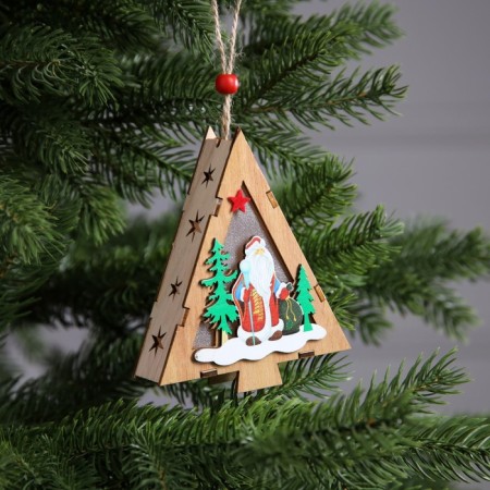 Christmas tree toy "Christmas tree with Santa Claus", from batteries, glow warm white-1