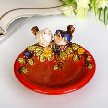 Souvenir ceramics stand "Birds on a plate" 7x13.5x14.5 cm