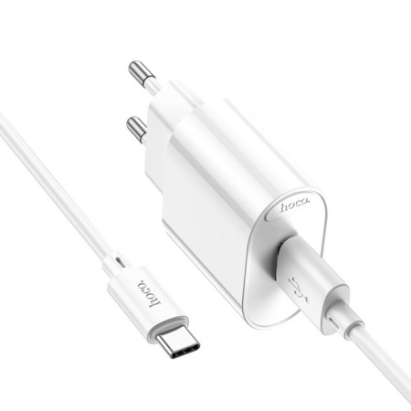 Network charger HOCO C109A, 1 USB, 18 W, QC, Type -C cable - USB, 1 m, white-3