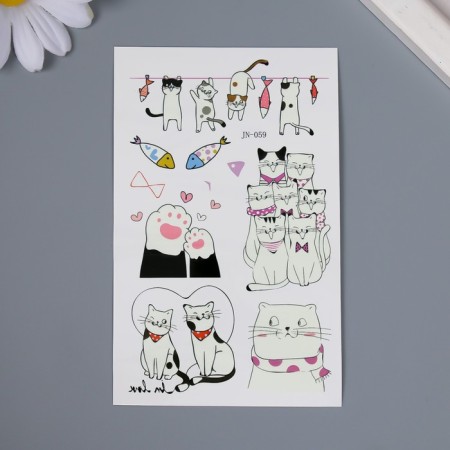 Tattoo on the body color "Cats. Aristocrats" glowing in the dark 12x7.5 cm-1