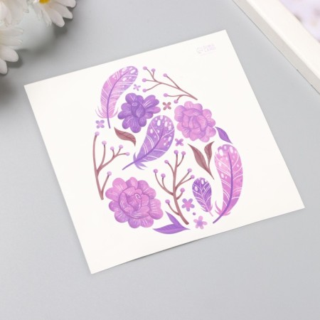 Tattoo on the body color "Egg with purple patterns" 10x10 cm-1