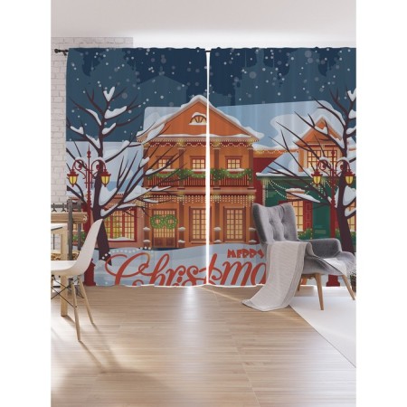 Photostes "New Year's city landscape", Oxford, size 170x265 cm, 2 pcs