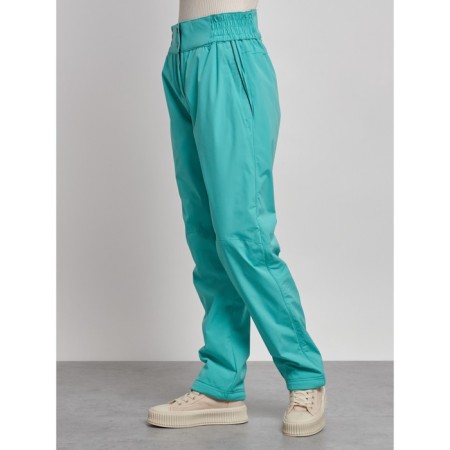 Warmed female trousers, size 42, green color-5