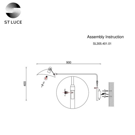 Sconces st. SL305.401.01. SPRUZZO. 1x60 watts, e27, 18x40 cm, black color-21