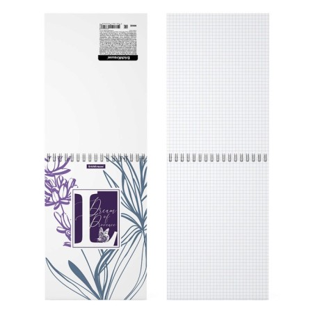 Notebook on spirals A5, 80 sheets of cage, Erichkrause "Lavender", Plastic Cover Silkography, Bloc Offset Beliac 100%-1
