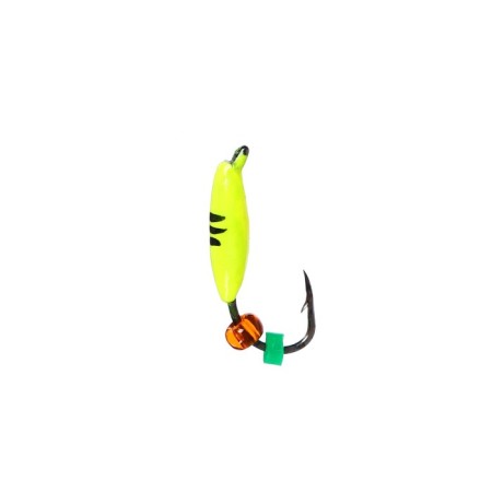 Mormyshka oatshinka lime, black strip + beads, weight 0.25 g-1
