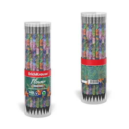 Chernographic pencil with Erichkrause "Flower", HB, Grifel D = 2.2 mm, plastic, three -sided in a tube, mix-6