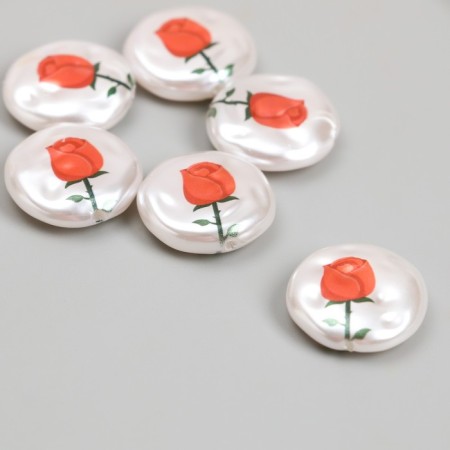 Busina for creativity plastic "Pearl Flat Circle with Rose" 0.5x1.6x1.6 cm