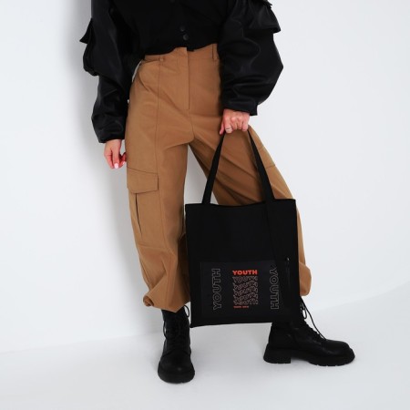 Textile choper with a pocket of Yourth, 35 x 0.5 x 40 cm, black-5