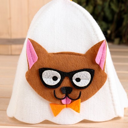 Bath cap with applique "sir cat"-1