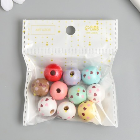 Beads for creativity tree "hearts on balls" set 10 pcs d = 1.6 cm-3
