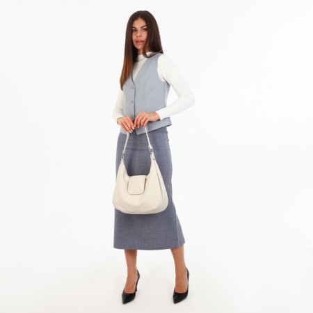 Lurch bag with lightning, external pocket, long belt, beige color-1