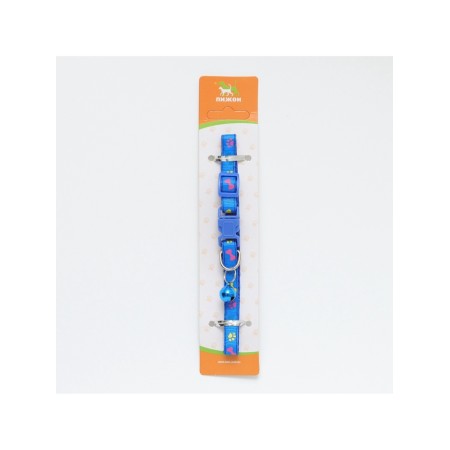 Two -layer collar with fastx "Multi -colored bones" 30 x 1 cm, blue-8