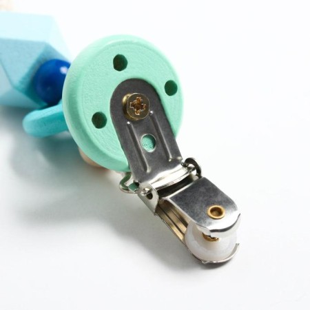 Holder for the nipple - dummy "ring", wooden, turquoise color-3