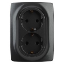 2x2p+E Schuko outlet with curtains, 16A-250V, IP20, ERA12, Anthracite