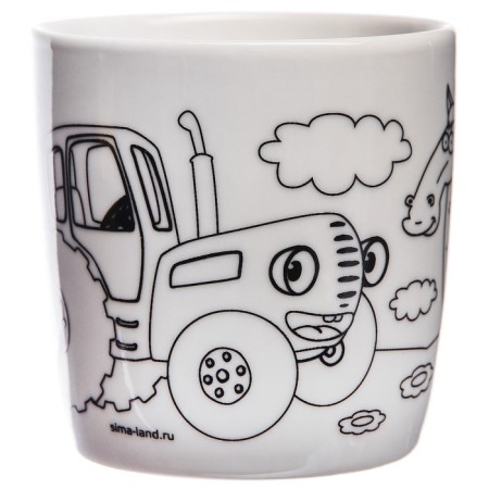 Set, a mug for coloring, 250 ml, blue tractor-2