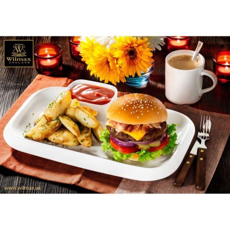 Porcelain rectangular dish with a sausage of Wilmax Teona, 20 × 12 cm, white color-4
