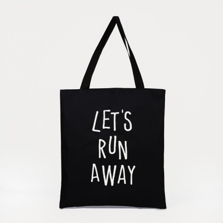 Soper bag “Let's run away far”, 40x35x0.5 cm, without lightning, without lining, black color-2