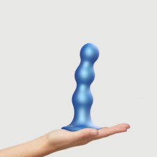 Фаллоимитатор Strap-On-Me Dildo Plug Balls синий металлик L, 16,5 см