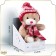 Soft toy "Little Friend", New Year's bear in a hat and scarf, pink color