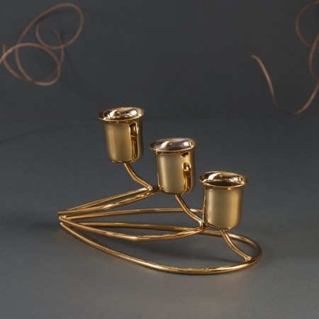 Summary metal for 3 candles "drops" gold 15x9x9 cm-3