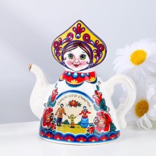 Bell doll on a teapot, 10 cm, mix