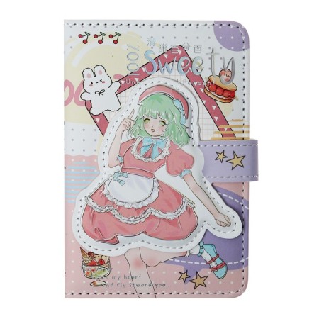 Gift notebook, A6, 112 sheets, color block, with a curly knife, PVC cover, "anime", mix-3