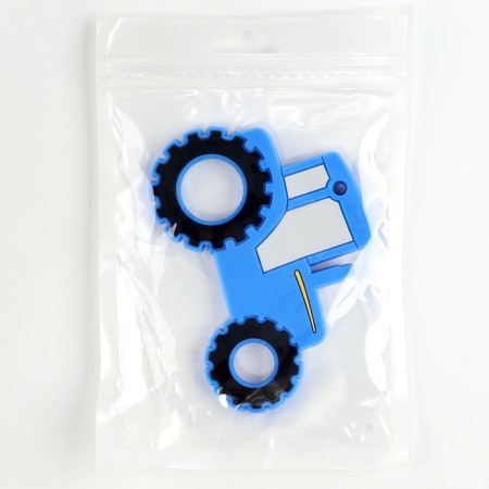 Silicone teether for teeth "Tractor", blue color-3