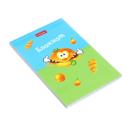 Notepad A7, 48 sheets, in a cage, on the gluing, "extreme orange", covered paper cover, lamination, three -color block, block 60 g/m2, 5V mix-5