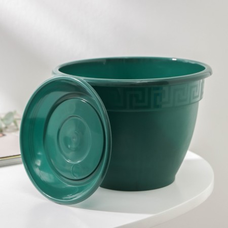 Pot for flowers with a pallet "Antik", 1.6 l, d = 17 cm, color malachite-3