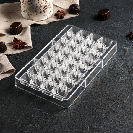 Form for chocolate and sweets “Puzzles”, 32 cells, 20 × 12 × 2.5 cm, cell 2 × 2 × 0.8 cm-1