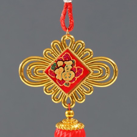 Plastic suspension, textiles "Chinese flashlight and knot - for happiness" 3x8.5x36 cm-1