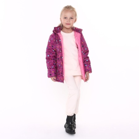 Jacket for girls, raspberry color/stars, height 116-122 cm-1