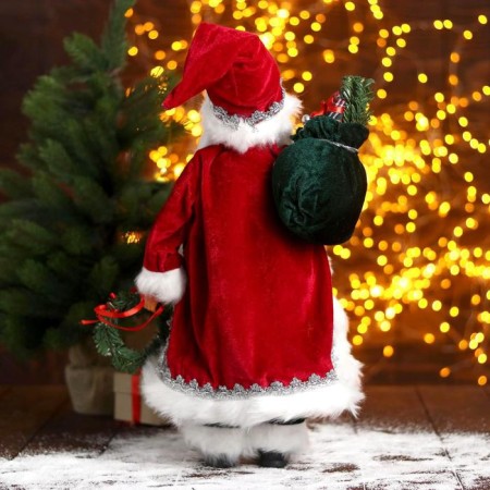 Santa Claus "In a red fur coat with a New Year's wreath" 24x45 cm-2