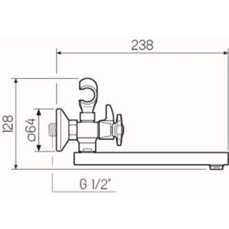 Bath mixer RMS SL115-142E, two-wound, short spout, with a shower set, chrome-4