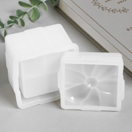 Mold Silicon "Casket - rectangular bow" with a lid of 7.7x7.6x6.6 cm-2