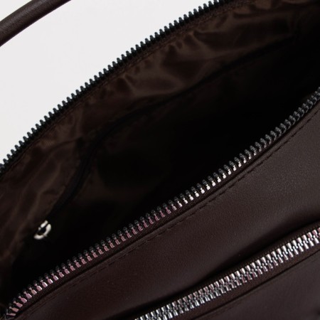 Cross-Bodi bag, lightning department, external pocket, dark brown color-2