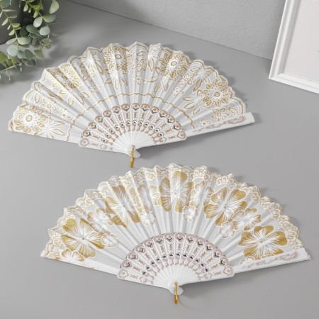 Fan plastic, textiles "golden patterns" sparkle mix 22.5 cm-2