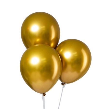 Latex ball 12 "Chrome", metal, set of 100 pcs., Golden color-1