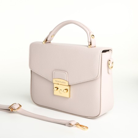 Women's bag on the valve, Textura, small size, beige color-11