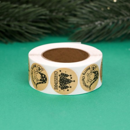 Stickers in the roll "Christmas", 500 pcs, 2.5 x 2.5 cm-1